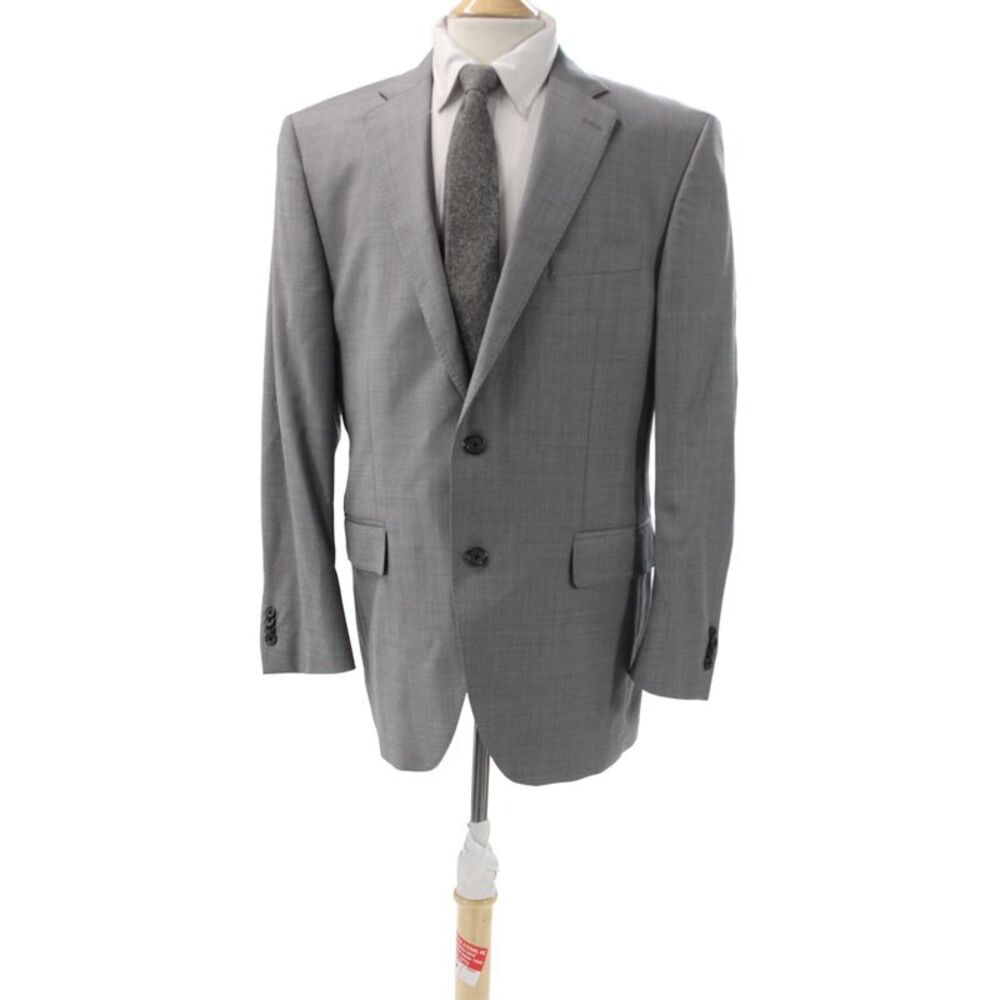Peter Millar Mens Classic Gray Wool 2 Piece Suit Jacket Button Size 42